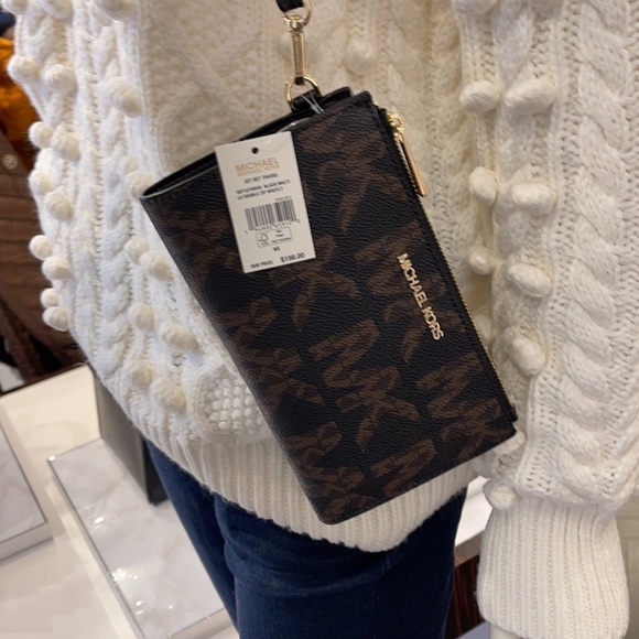 MICHAEL KORS LARGE DOUBLE ZIP WRISTLET WALLET BLK - Picture 8 of 16